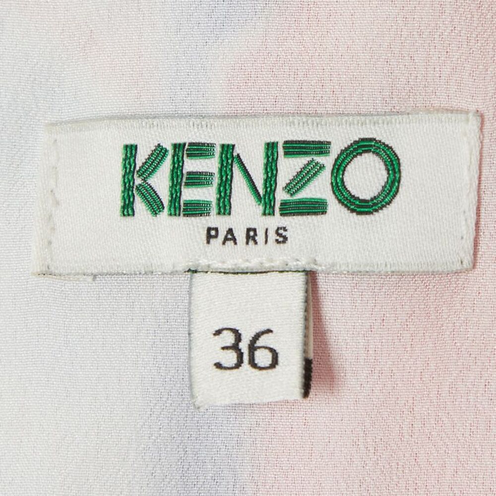 Kenzo Blue/red Printed Silk And Crepe Maxi Dress S - Picture 5 of 6